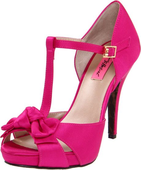 Betsey Johnson Womens Canddee Tstrap Pump in Pink (fuschia satin) | Lyst