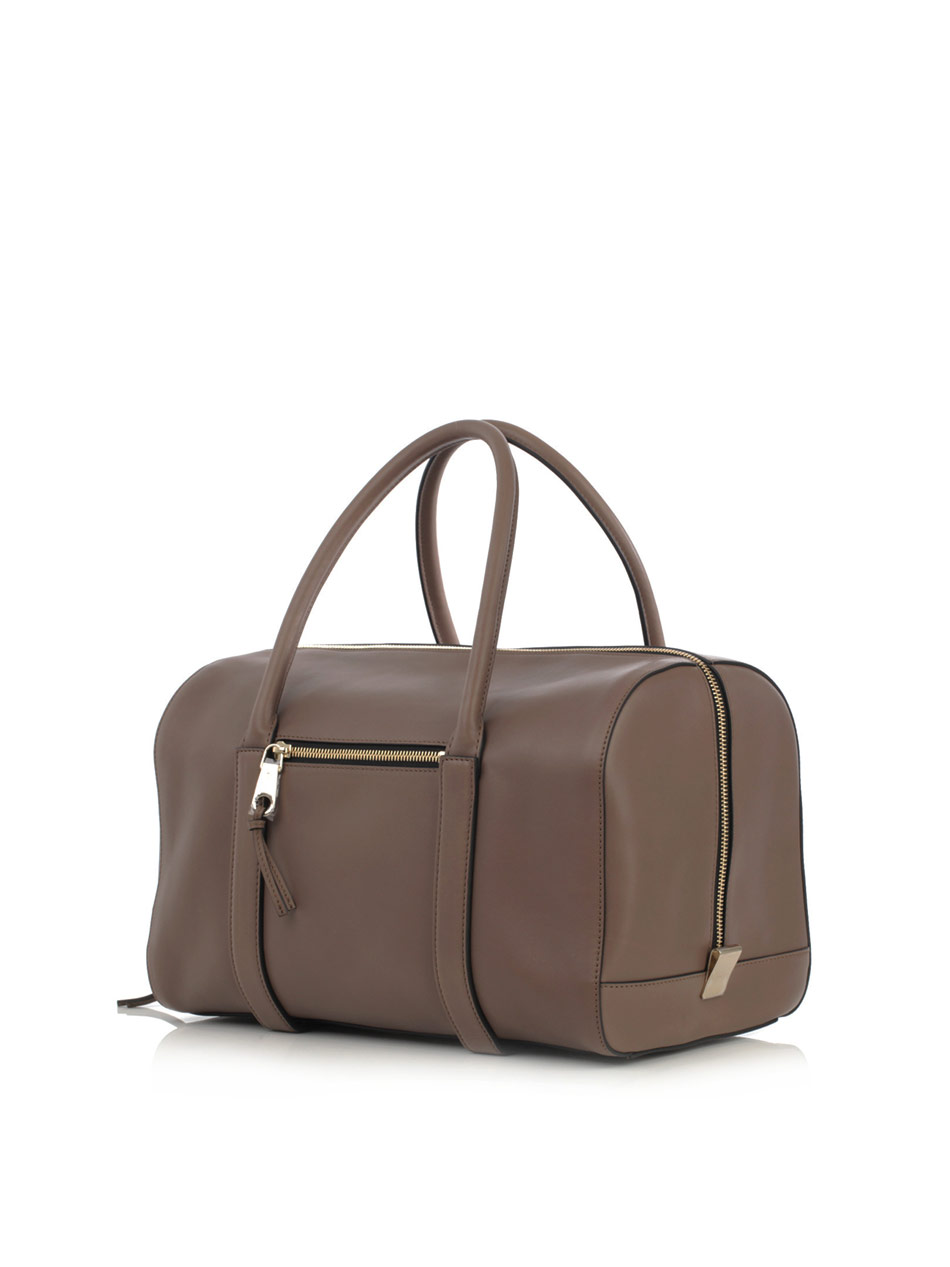 Chlo Madeleine Leather Bowling Bag in Brown (taupe) | Lyst  