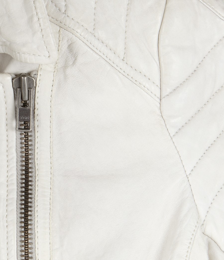 AllSaints Polar Leather Biker Jacket in Vintage Chalk (White) - Lyst