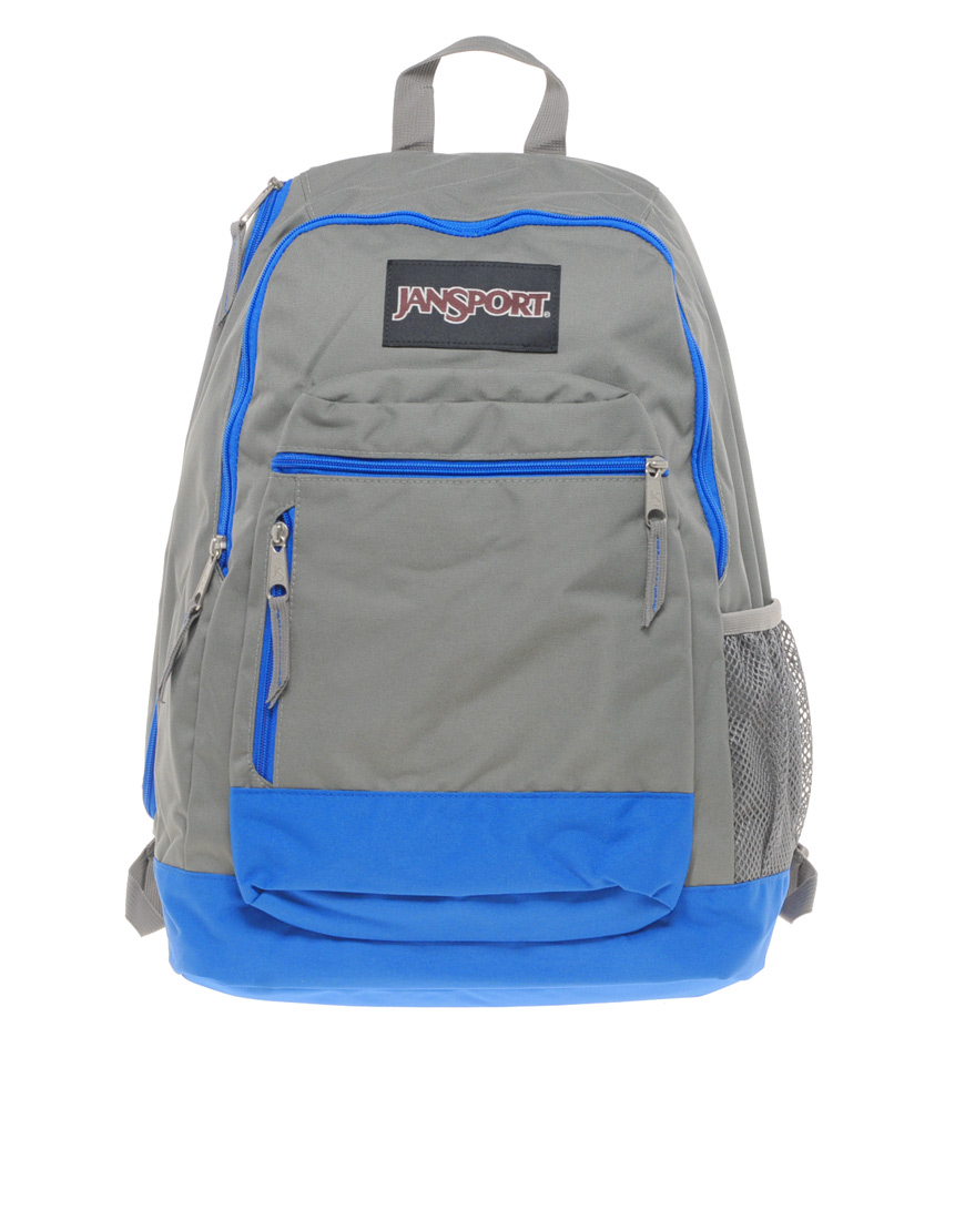 blue and gray backpack