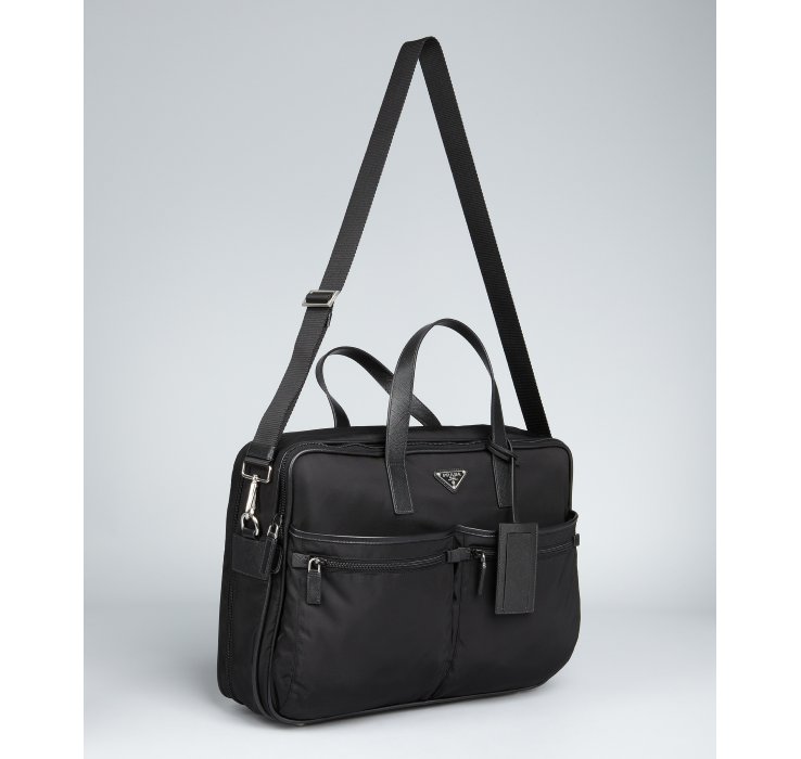 Prada Nylon Dual Pocket Flap Briefcase in Black for Men | Lyst  