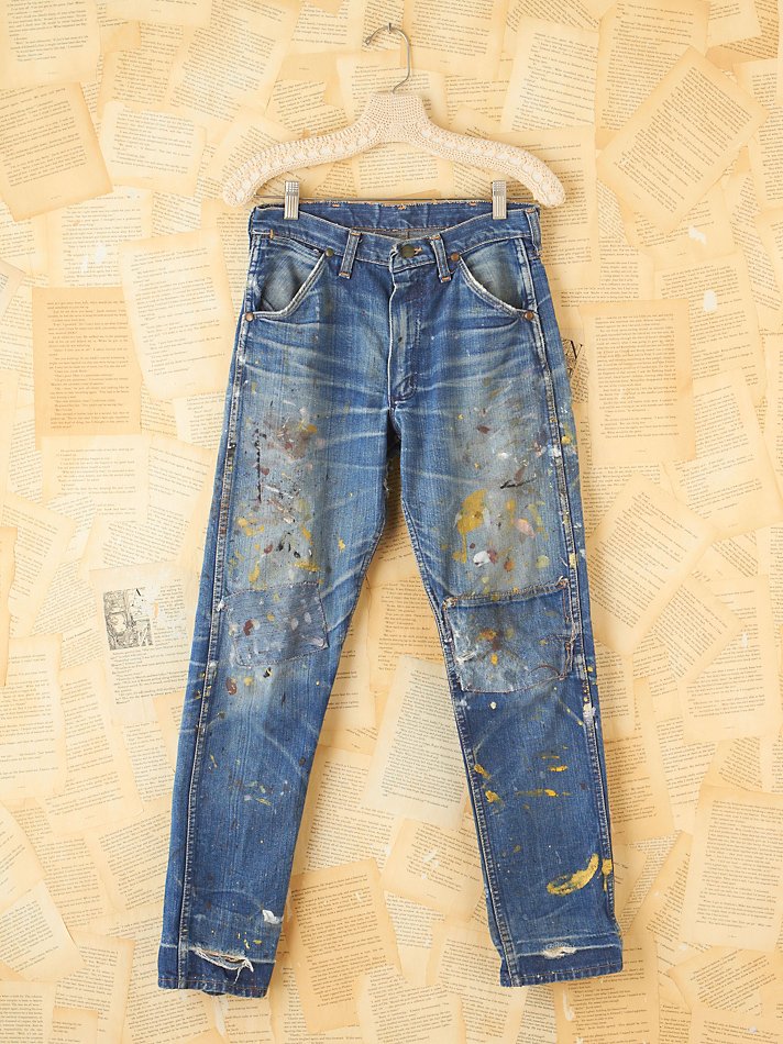 distressed paint jeans