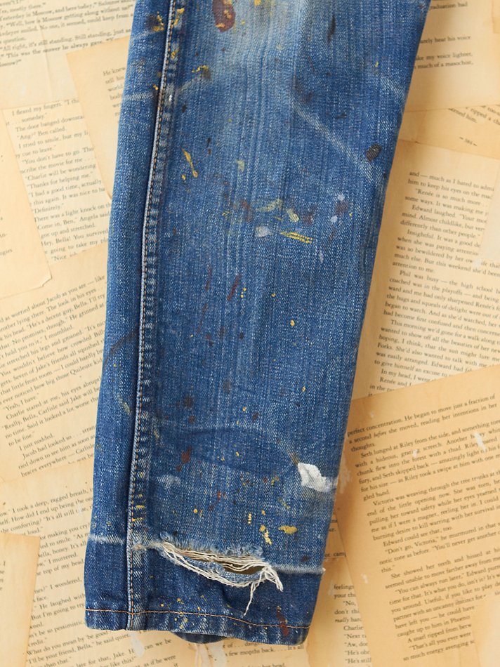Lyst - Free People Vintage Paint Splattered Distressed Jeans in Blue