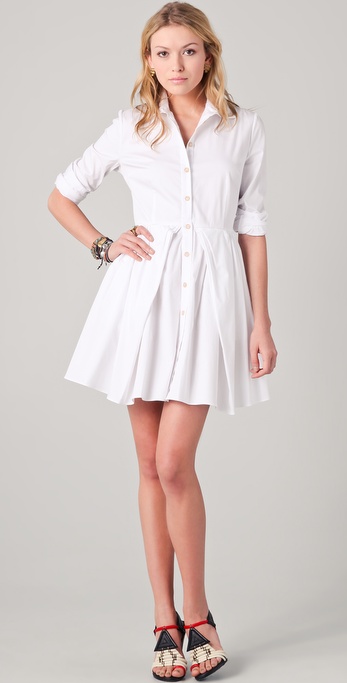white long sleeve shirt dress