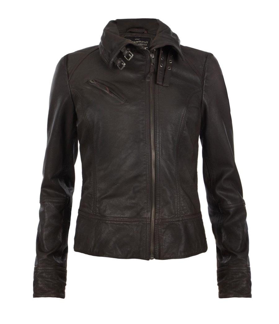 AllSaints Belvedere Leather Jacket in Brown - Lyst