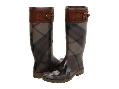 Burberry Buckle Detail Check Rain Boots in Brown - Lyst