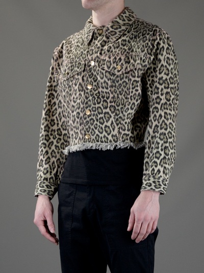 mens leopard print denim jacket