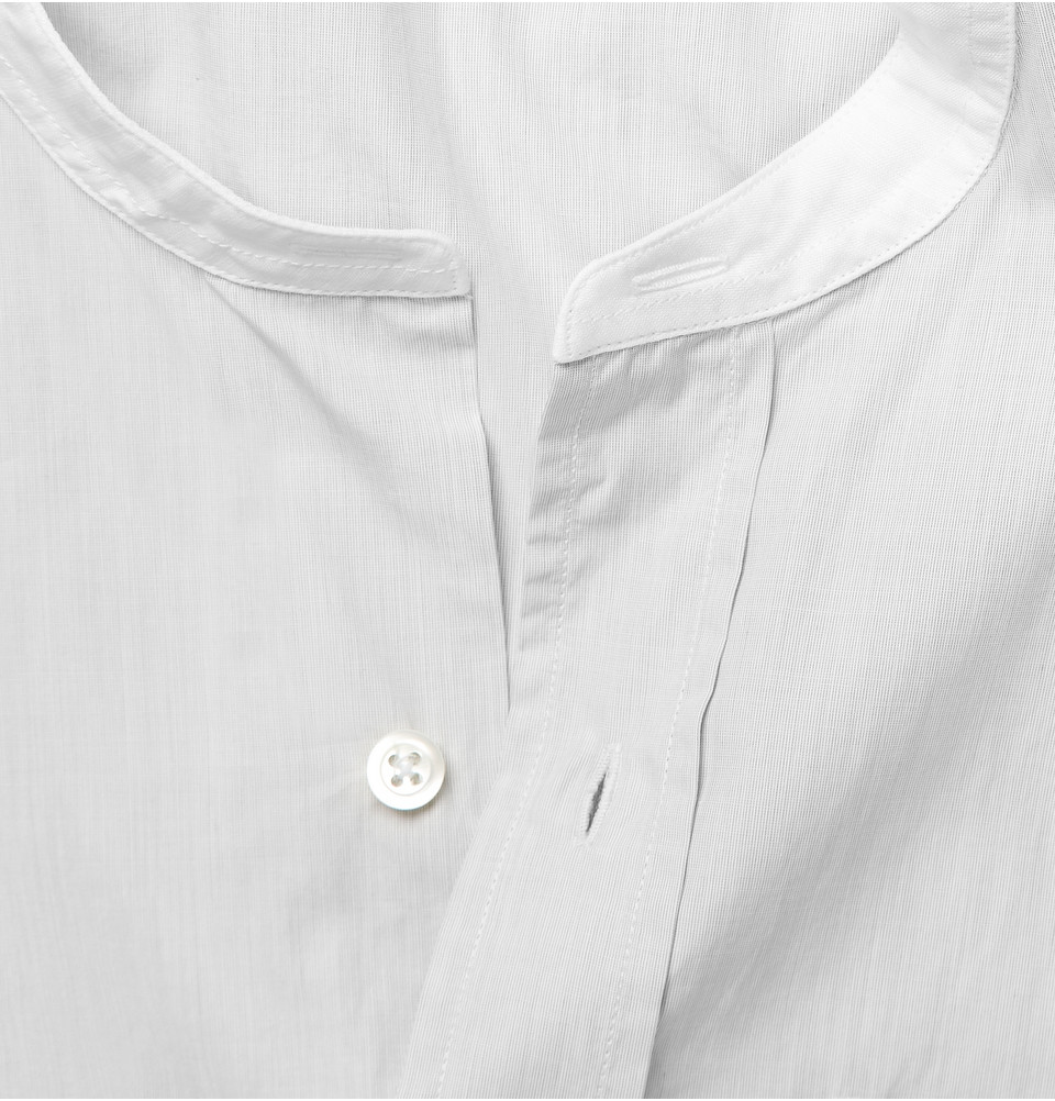 Margaret Howell Grandad Collar Cotton Poplin Shirt in Gray (White) for ...
