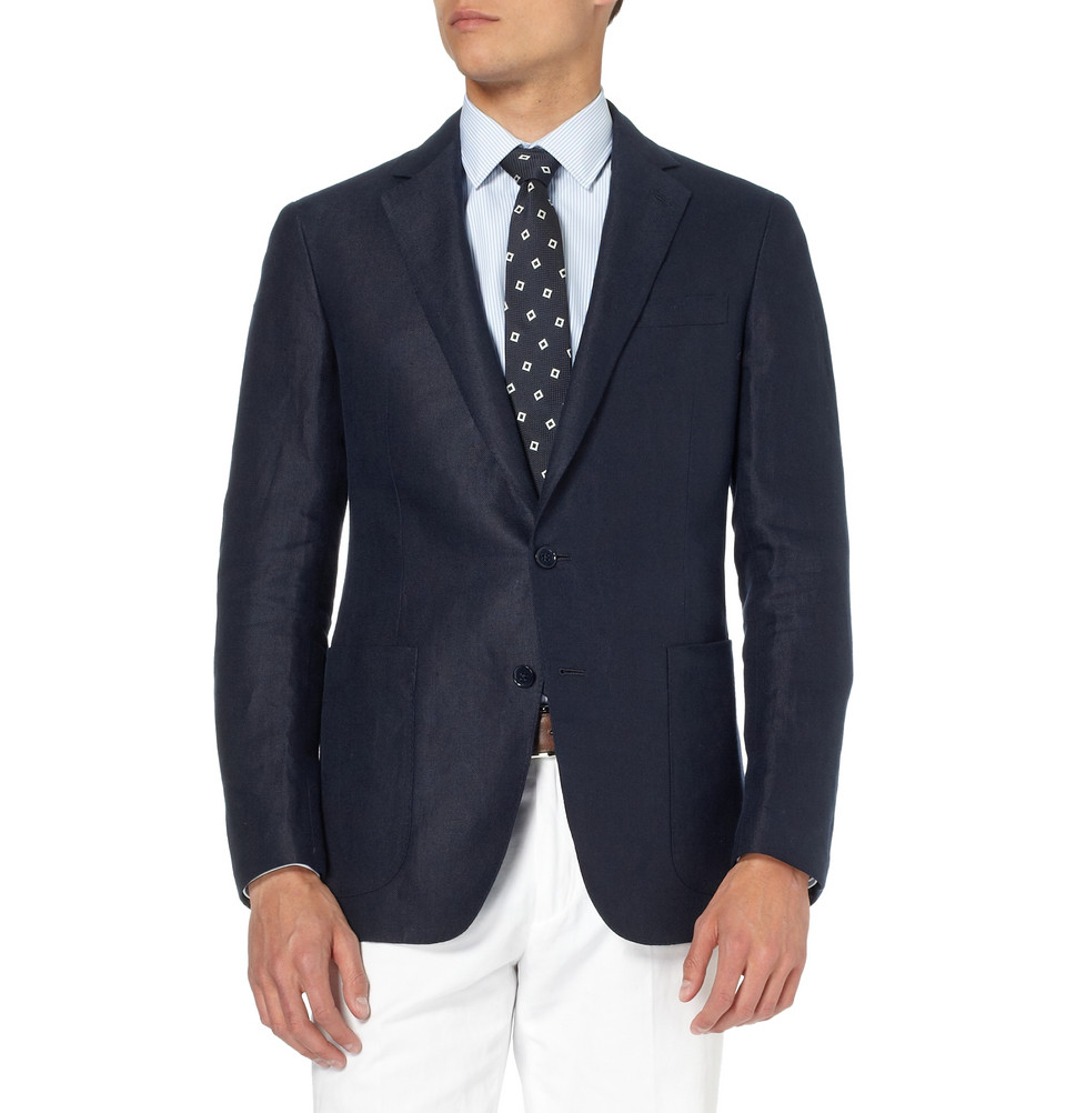 Ralph Lauren Purple Label Westley Partially Lined Slimfit Linen Blazer in Blue for Men - Lyst