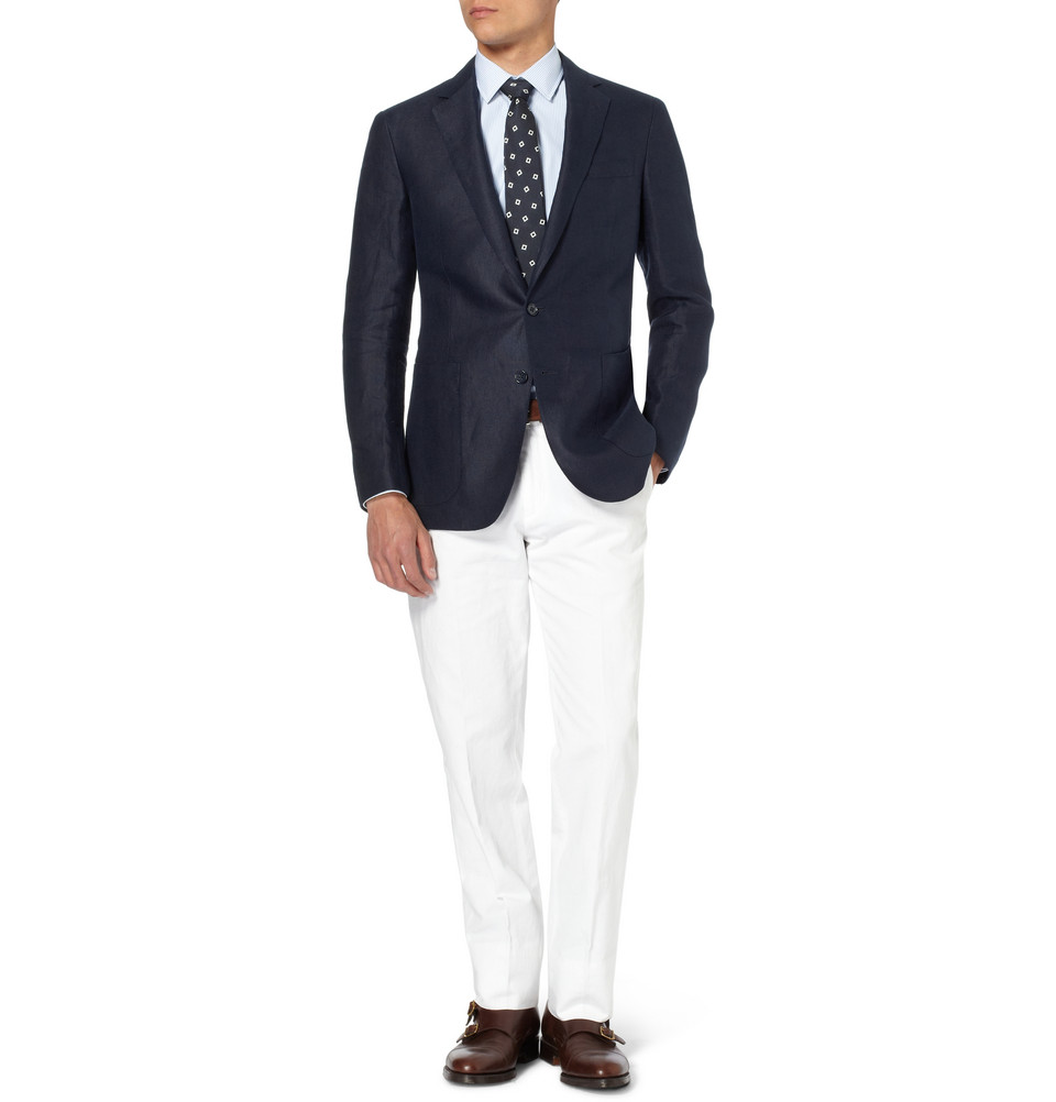 Ralph Lauren Purple Label Westley Partially Lined Slimfit Linen Blazer in Blue for Men - Lyst