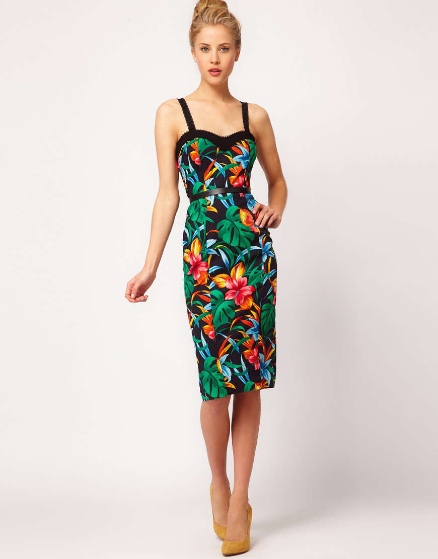 Tropical bodycon dress Clearance