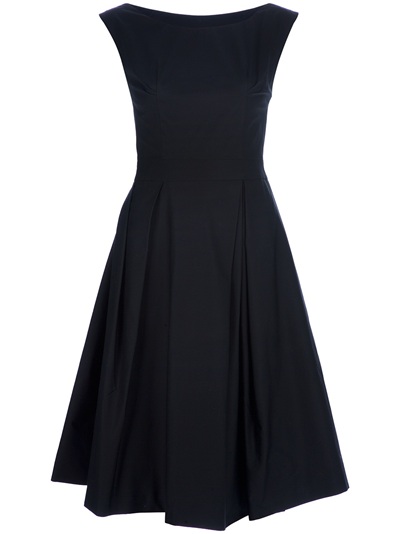 Acne Studios Boat Neck Pleated Dress in Black | Lyst
