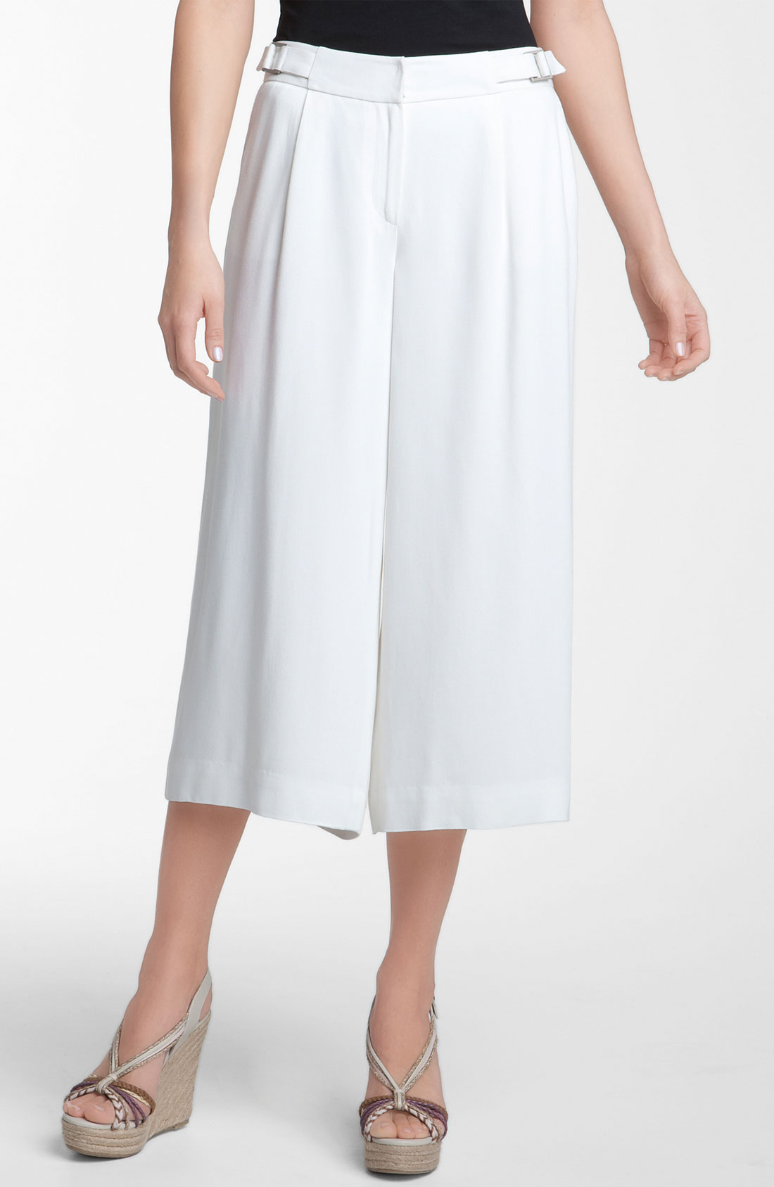 Classiques Entier Wide Leg Capri Pants in White (white whisper) | Lyst