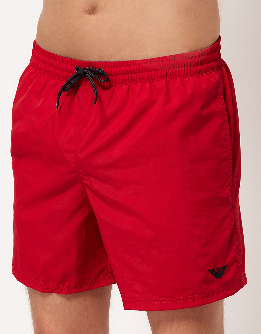 Emporio Armani Emporio Armani Swim Shorts in Red for Men - Lyst