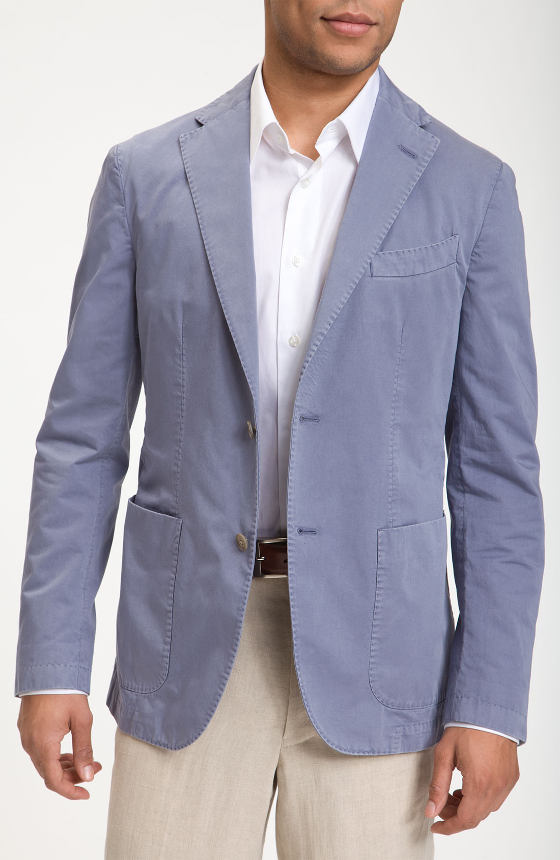 Canali Washed Cotton Linen Blazer in Blue for Men | Lyst