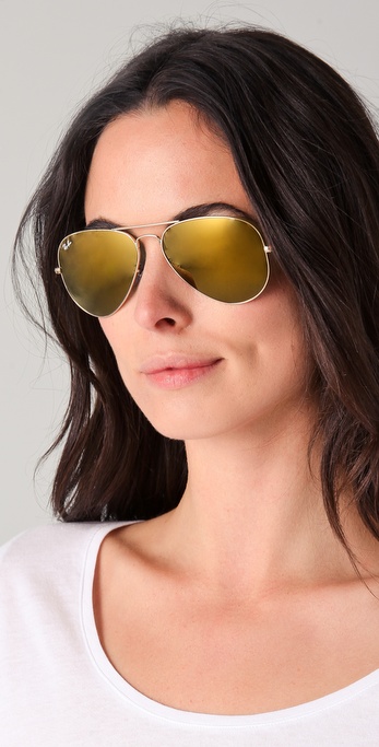 Ray-Ban Mirrored Original Aviator Sunglasses in Gold (Metallic) - Lyst