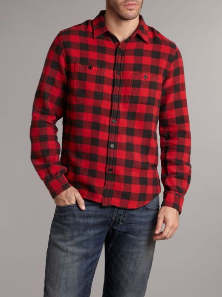 Denim & Supply Ralph Lauren Longsleeved Flannel Checked Shirt in Red ...