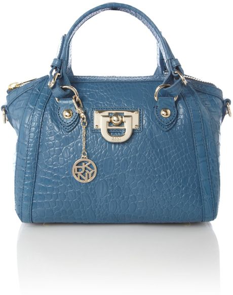 Dkny Croco Medium Grab Bag in Blue | Lyst