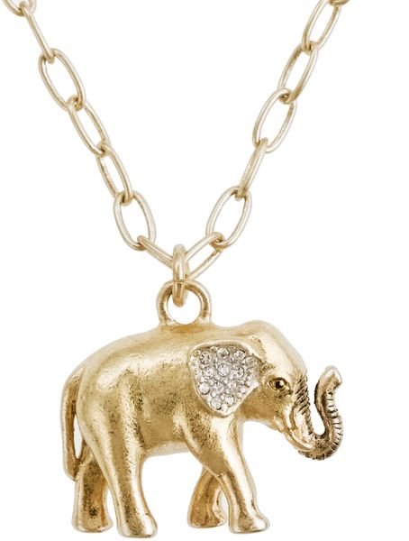 J.crew Elephant Pendant Necklace in Gold (antique gold) | Lyst