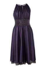 Js Collections Mesh Beaded Keyhole Dress in Purple (navy) | Lyst