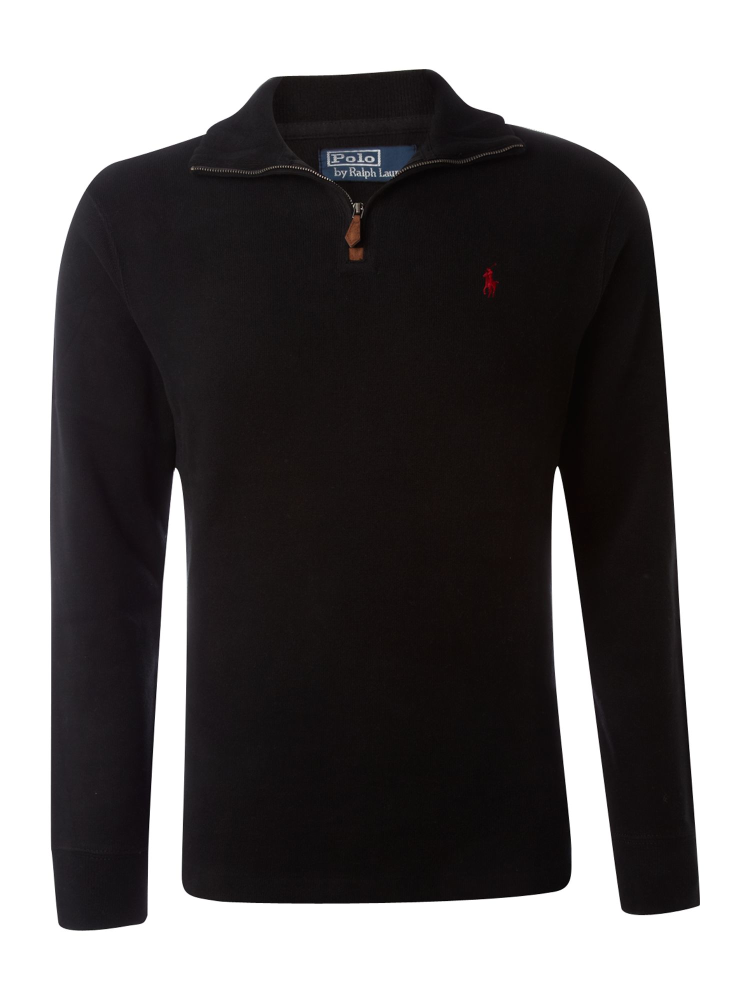 Polo ralph lauren Half Zip Fine Rib Sweatshirt in Black for Men | Lyst