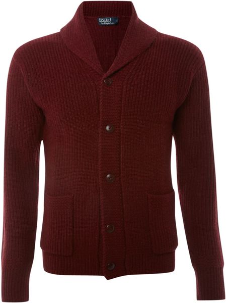 Polo Ralph Lauren Chunky Shawl Neck Cardigan in Red for Men (burgundy ...