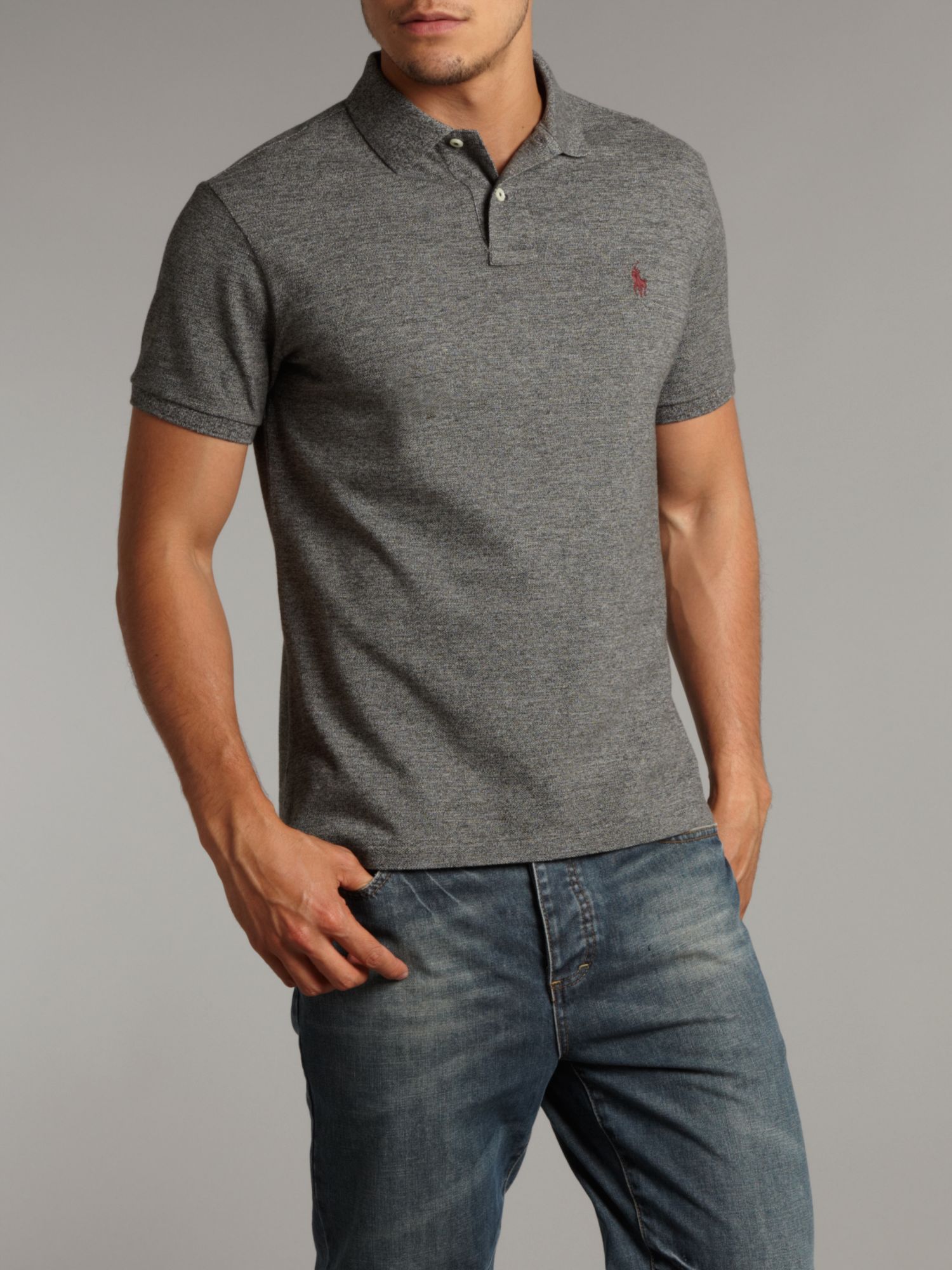 Polo Ralph Lauren Custom Fit Polo Shirt in Grey (Grey) for Men - Lyst