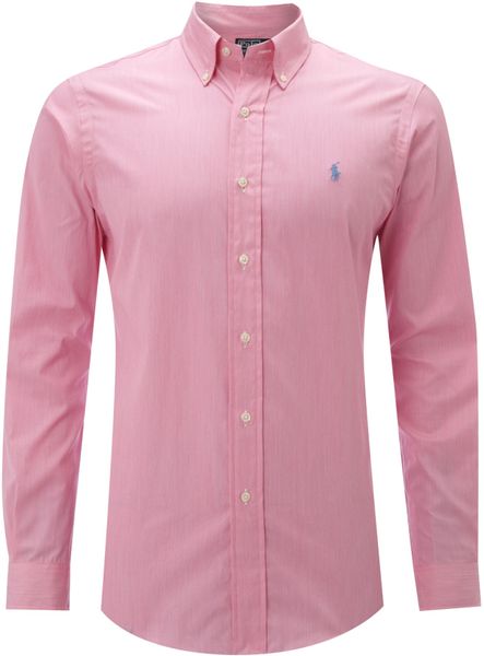 Polo Ralph Lauren Long Sleeved Custom Fitted Shirt in Pink for Men ...
