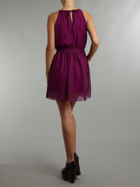 Gatinha buceta arco vestido de Chiffon em roxo