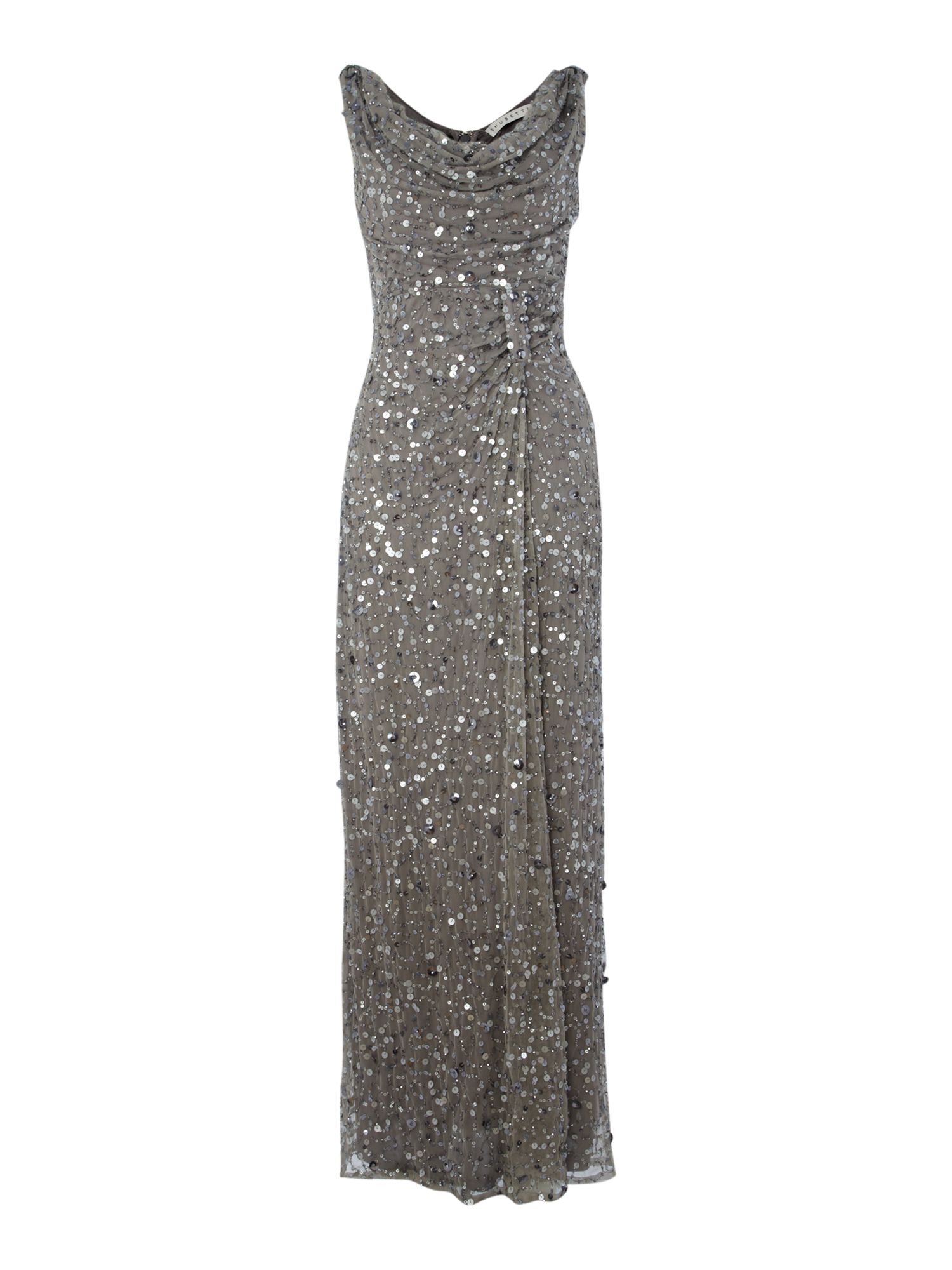 Shubette Cowl Neck Sequin Maxi Dress in Gray (silver) | Lyst