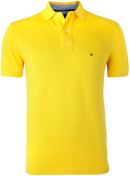 Tommy Hilfiger Shortsleeve Polo Shirt in Yellow for Men | Lyst