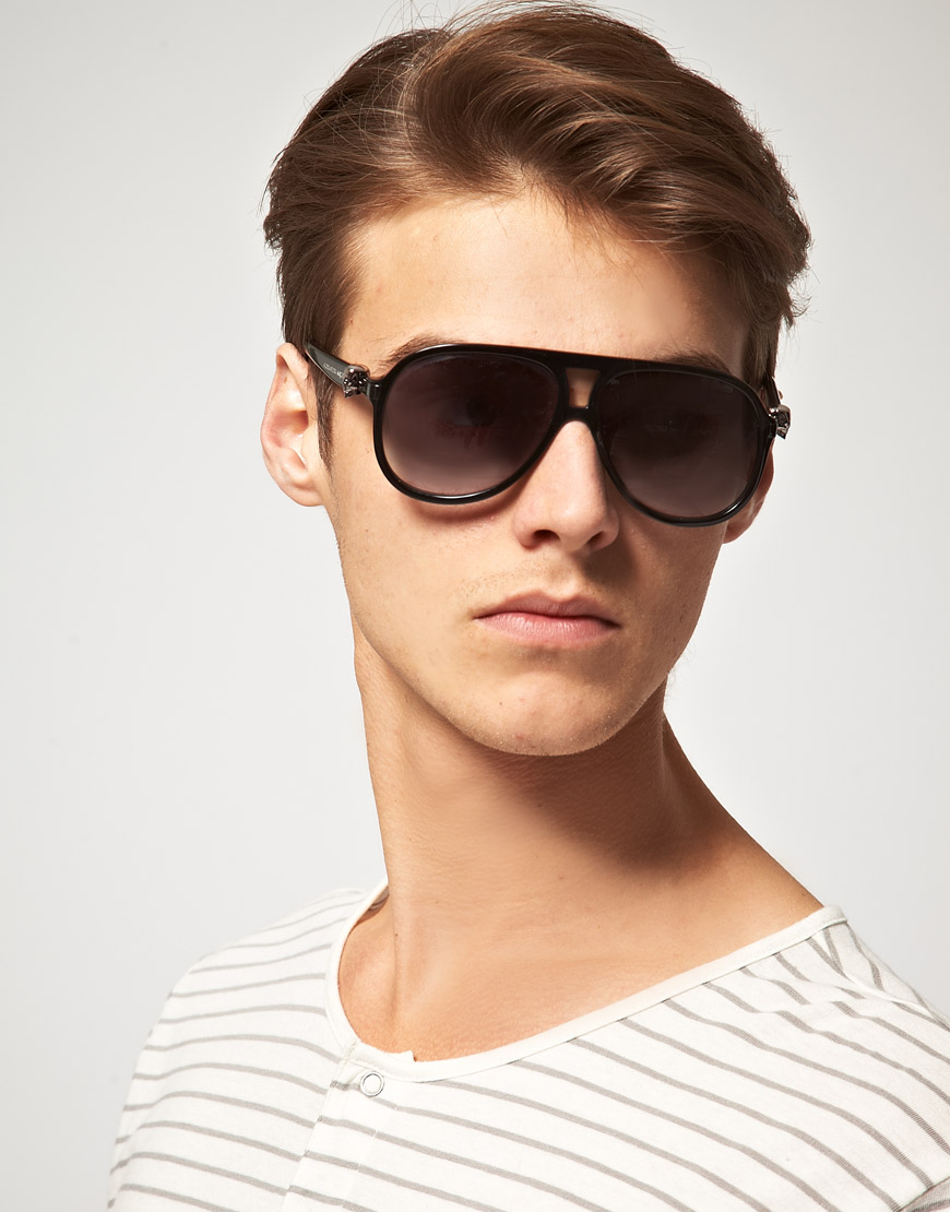 Lyst - Alexander Mcqueen Plastic Skull Aviator Sunglasses in Black for Men