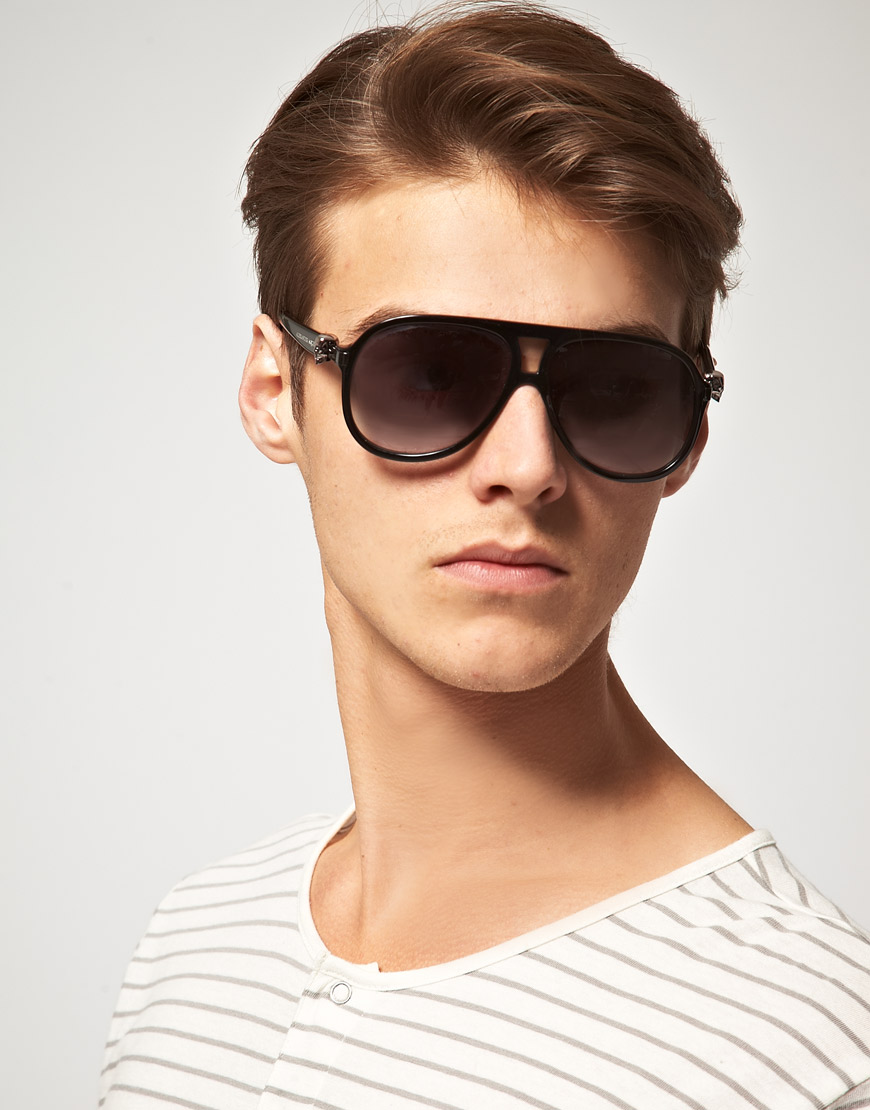 black large aviator sunglasses