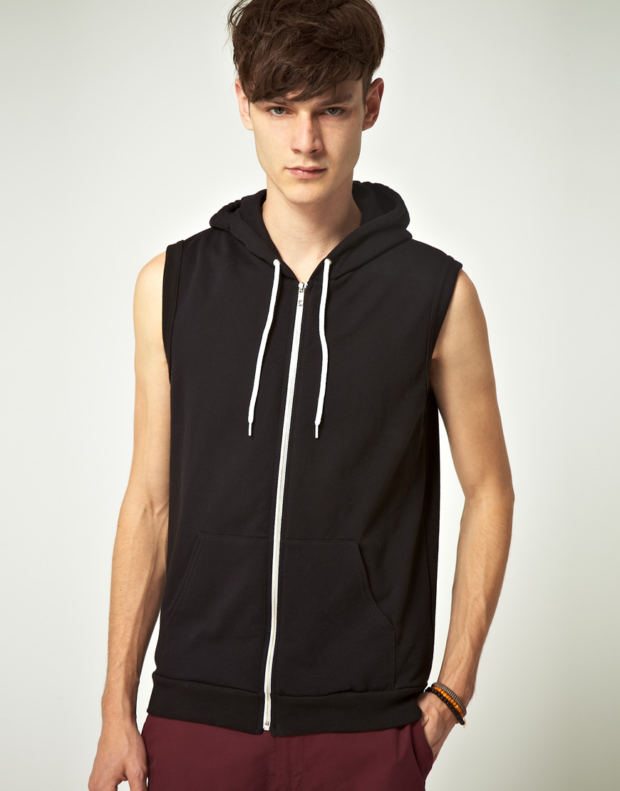 American Apparel American Apparel Sleeveless Hoodie in Black for Men | Lyst