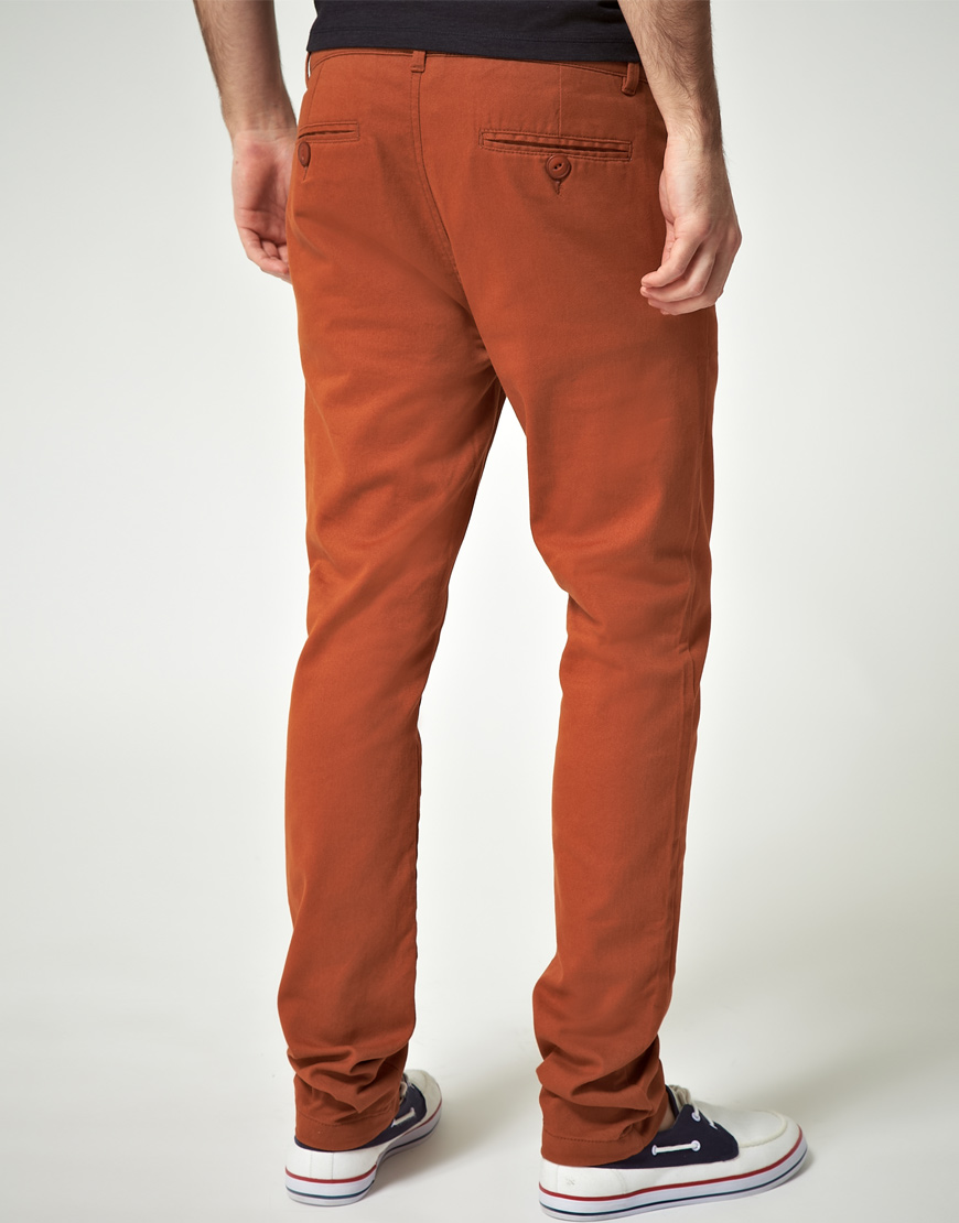 ASOS Skinny Chino in Orange for Men - Lyst