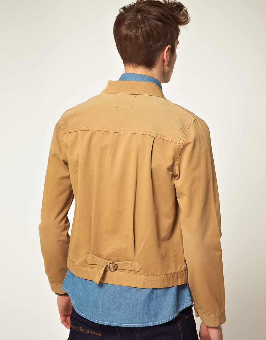 ASOS Coloured Denim Jacket in Tan (Brown) for Men - Lyst