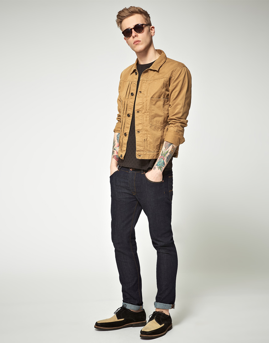 mens tan denim jacket