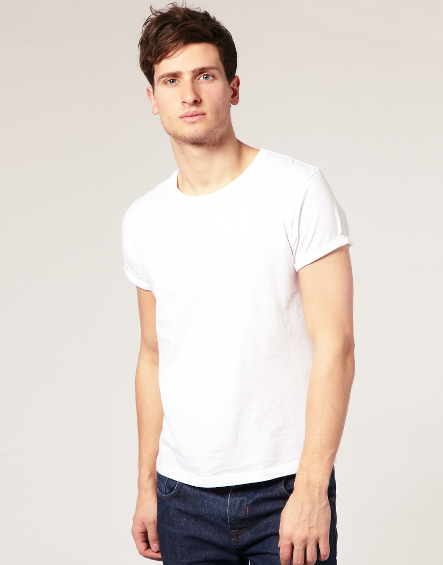 Ethically white t shirt rolled up sleeves from korea online