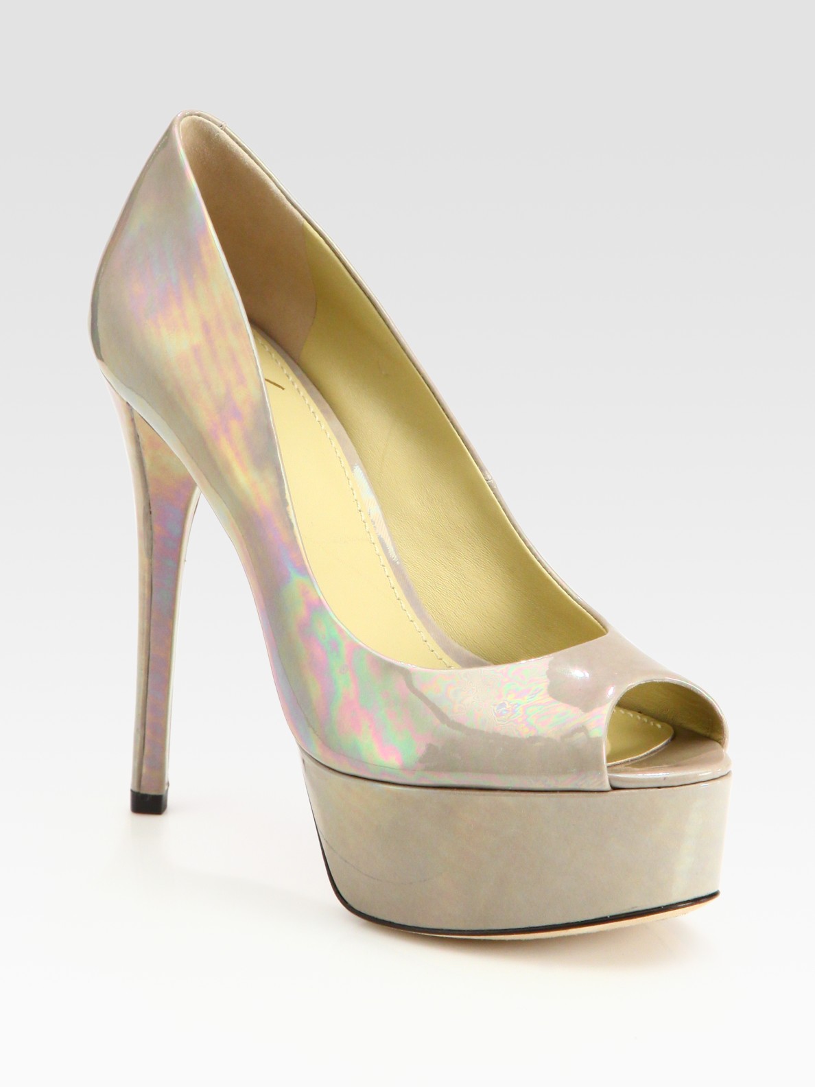 white patent leather platform pumps
