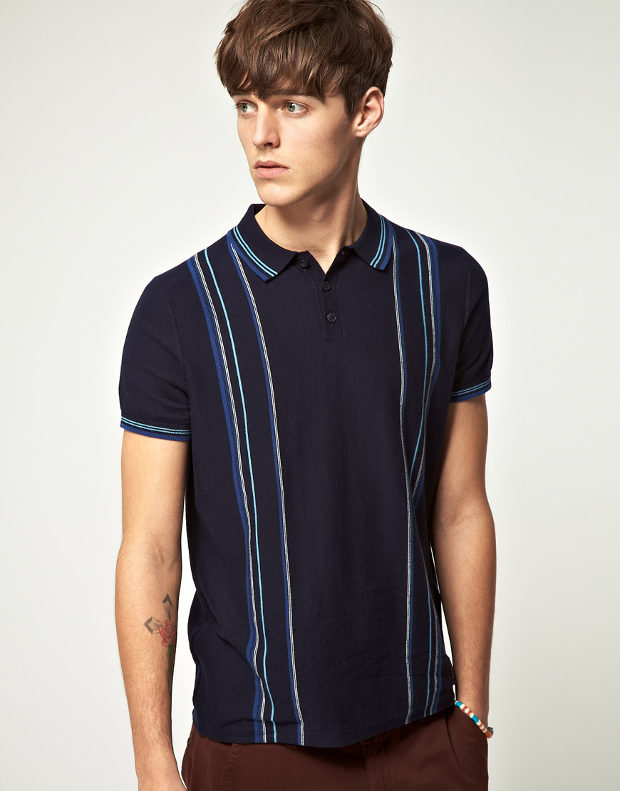 Ben Sherman Ben Sherman Vertical Stripe Polo Shirt in Blue for Men Lyst