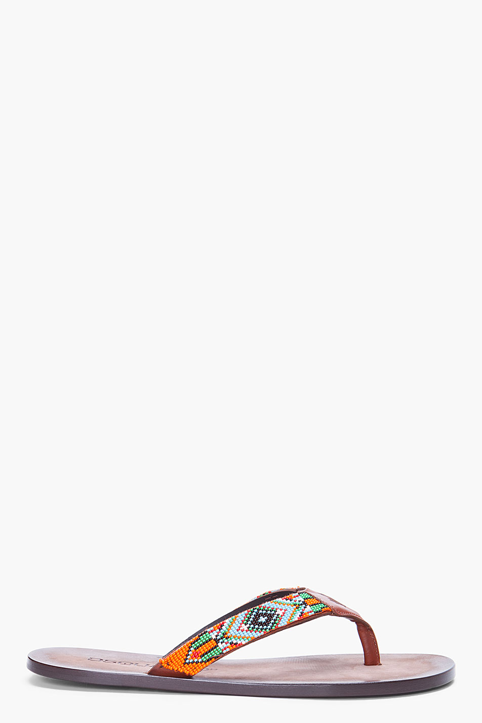 DSquaredÂ² Brown Indian Bead Flip Flops in Orange for Men - Lyst