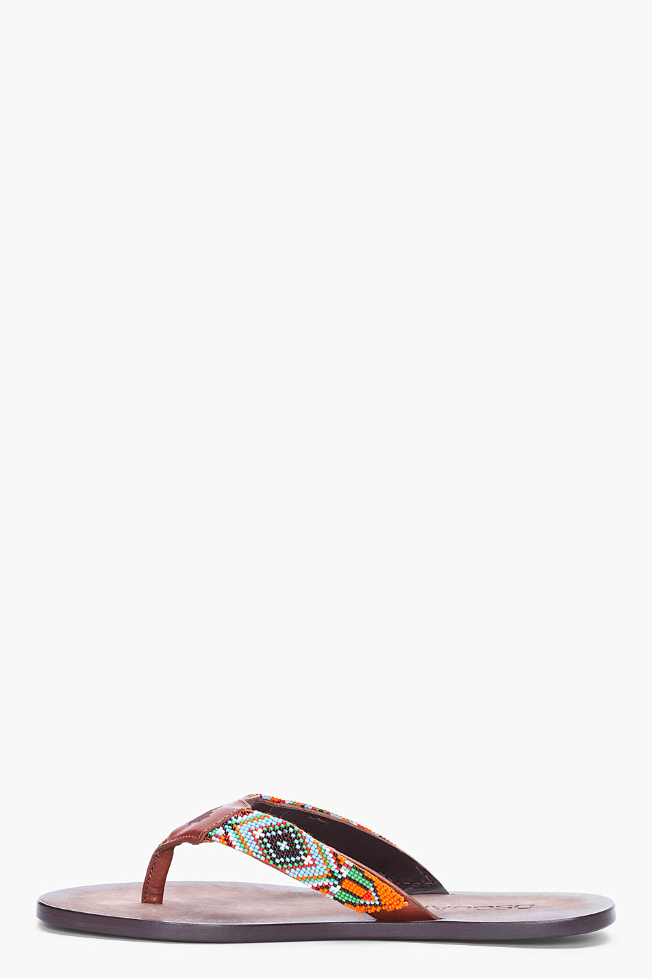 DSquaredÂ² Brown Indian Bead Flip Flops in Orange for Men - Lyst