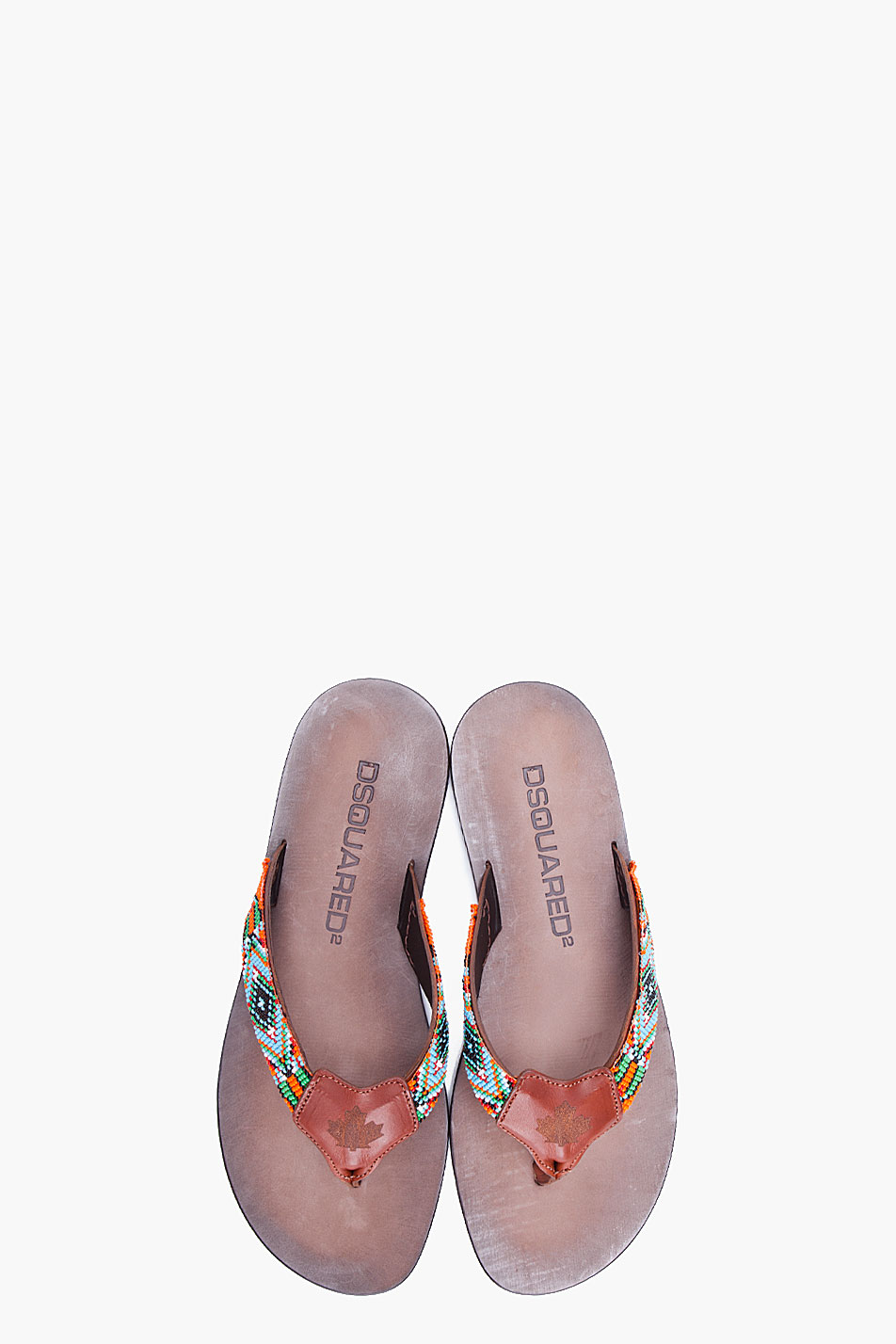 DSquaredÂ² Brown Indian Bead Flip Flops in Orange for Men - Lyst