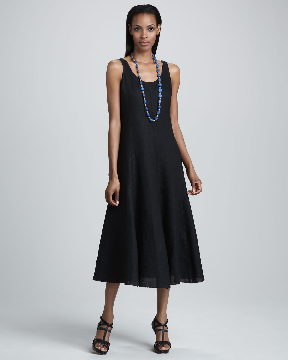 eileen fisher black sleeveless dress