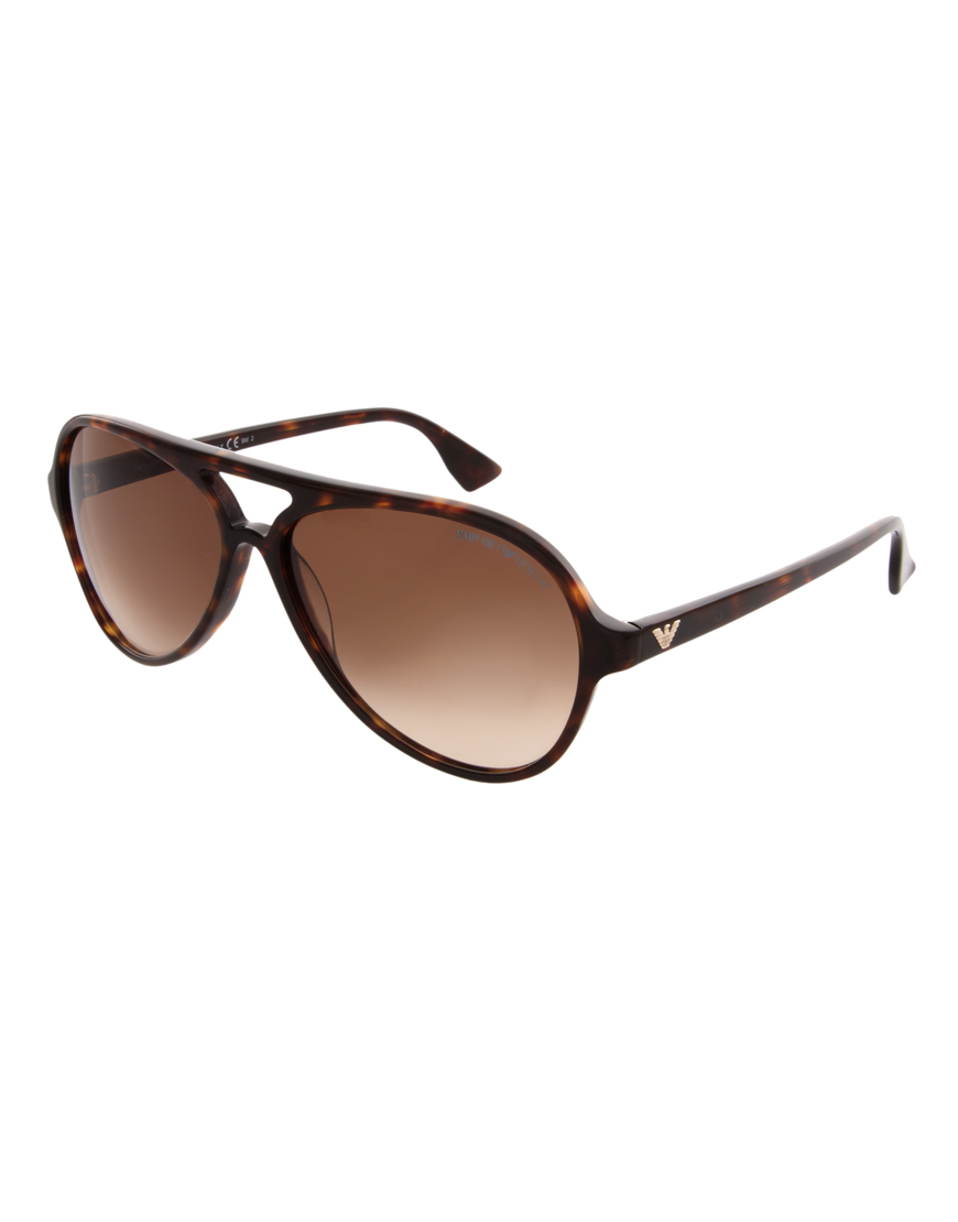 Emporio Armani Emporio Armani Aviator Sunglasses in Brown for Men | Lyst