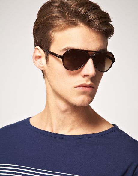 Emporio Armani Emporio Armani Aviator Sunglasses in Brown for Men | Lyst