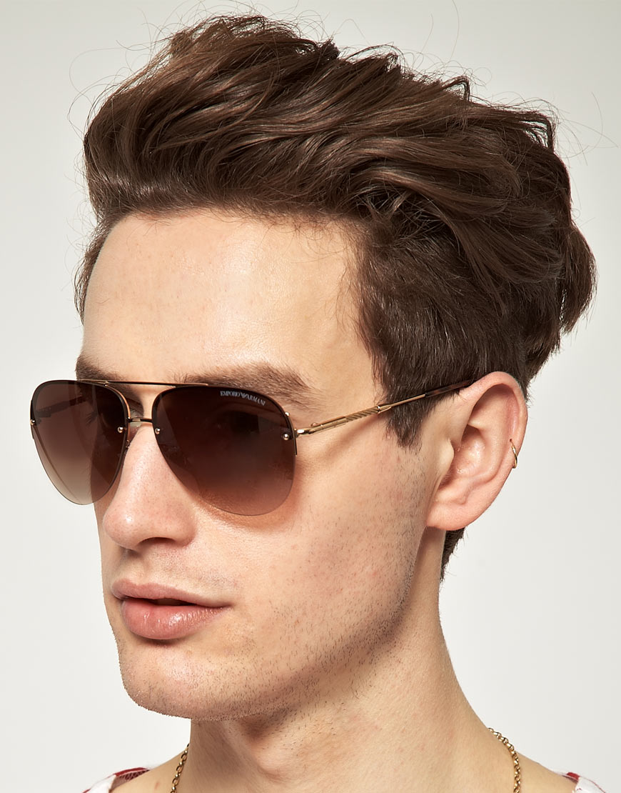 Emporio Armani Emporio Armani Aviator Sunglasses in Metallic for Men | Lyst