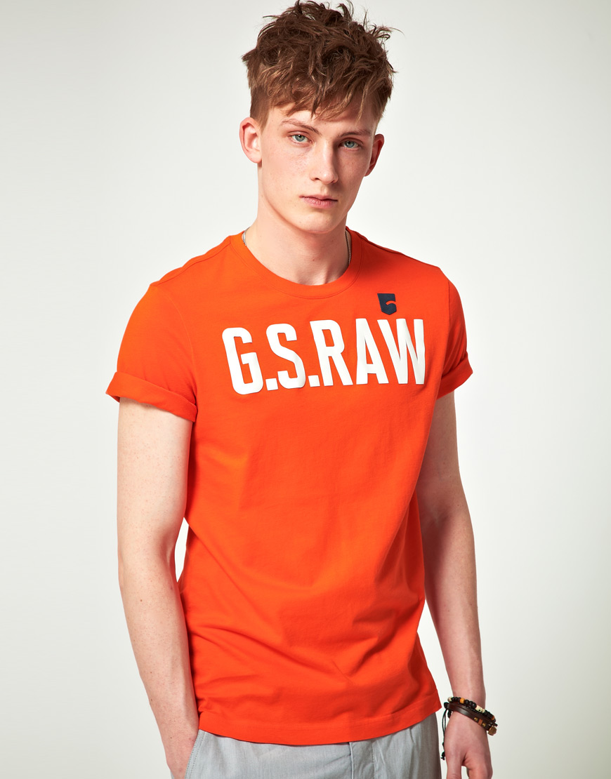 g star orange shirt
