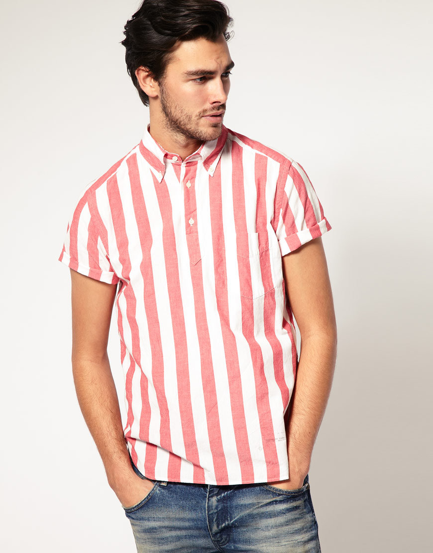 boys red striped shirt