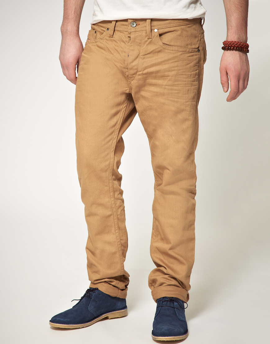 DIESEL Braddom Slim Carrot Jeans in Beige (Natural) for Men - Lyst